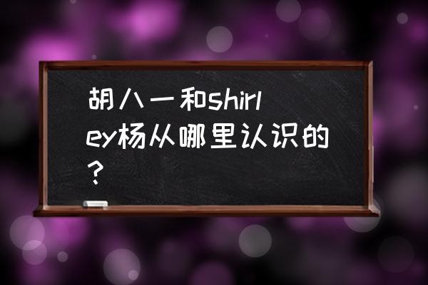 shirley杨和胡八一 胡八一和shirley杨从哪里认识的？