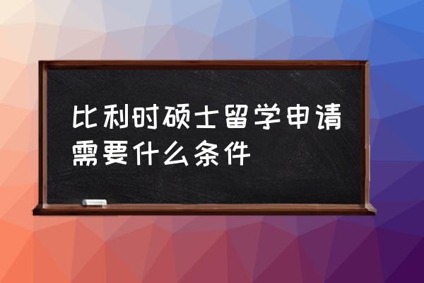 比利时留学申请 比利时硕士留学申请需要什么条件