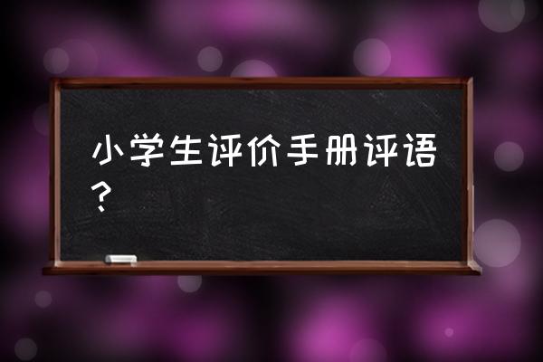 小学生评价手册评语 小学生评价手册评语？