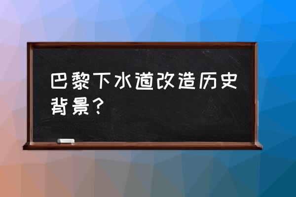 巴黎下水道博物馆 巴黎下水道改造历史背景？