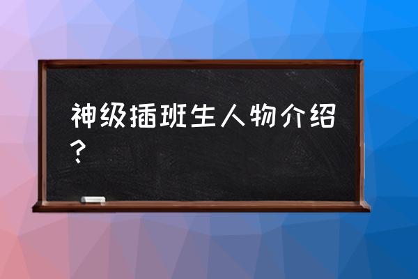 神级插上班生 神级插班生人物介绍？