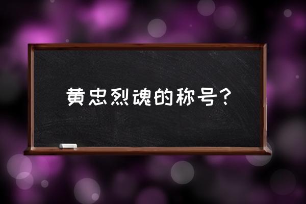 王者荣耀黄忠人物介绍 黄忠烈魂的称号？