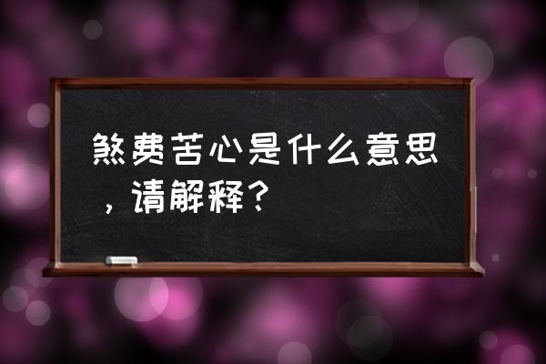 煞费苦心的全部意思 煞费苦心是什么意思，请解释？