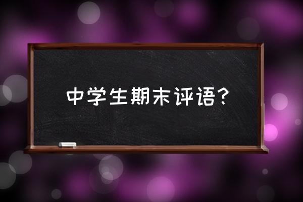 初中学生教师评语 中学生期末评语？