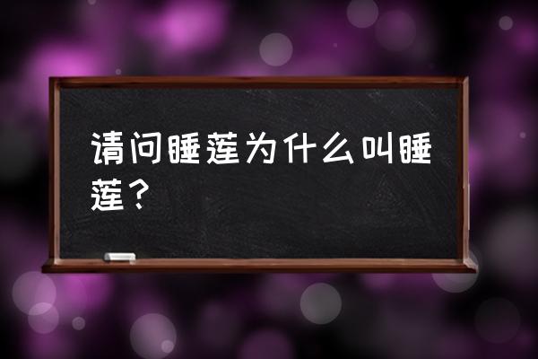 睡莲为什么叫睡莲 请问睡莲为什么叫睡莲？