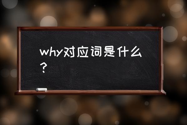 why对应词是什么 why对应词是什么？