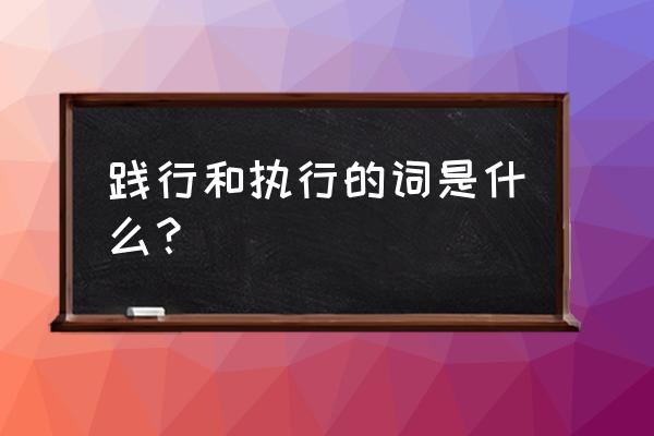 践行是什么意思解释一下 践行和执行的词是什么？