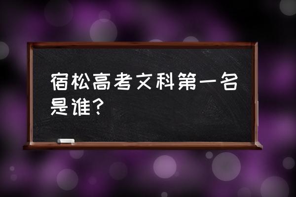 宿松中学高考 宿松高考文科第一名是谁？