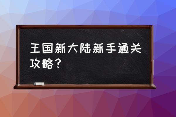 王国新大陆最新版 王国新大陆新手通关攻略？