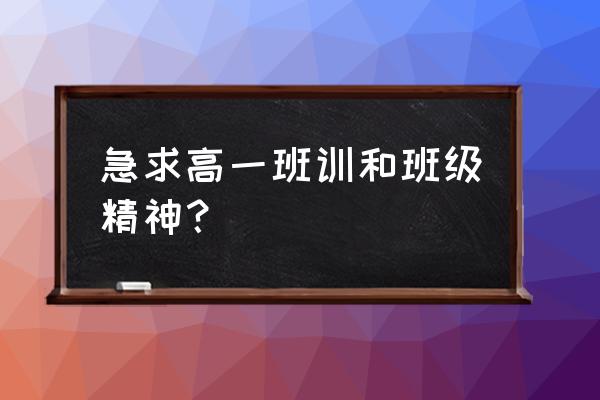 高一班训大全 急求高一班训和班级精神？