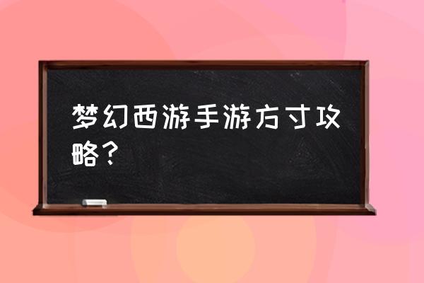 梦幻西游手游攻略 梦幻西游手游方寸攻略？