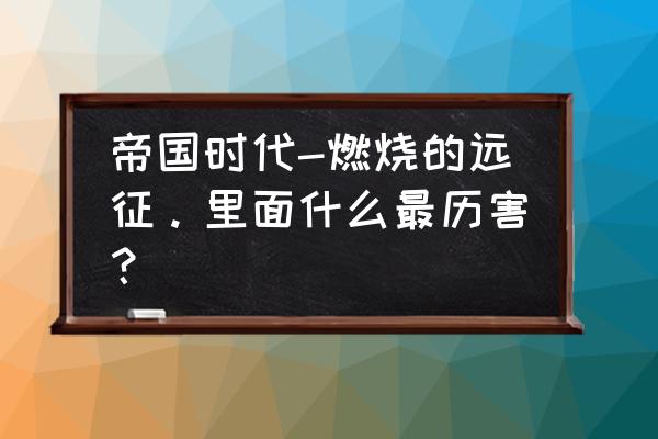 帝国时代之燃烧的远征 帝国时代-燃烧的远征。里面什么最历害？