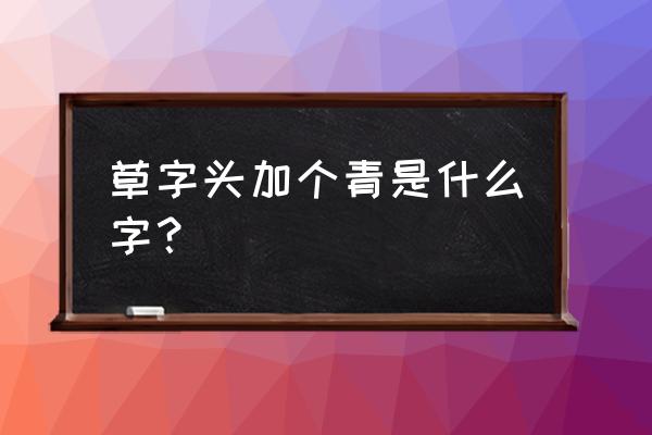 草字头一个青 草字头加个青是什么字？