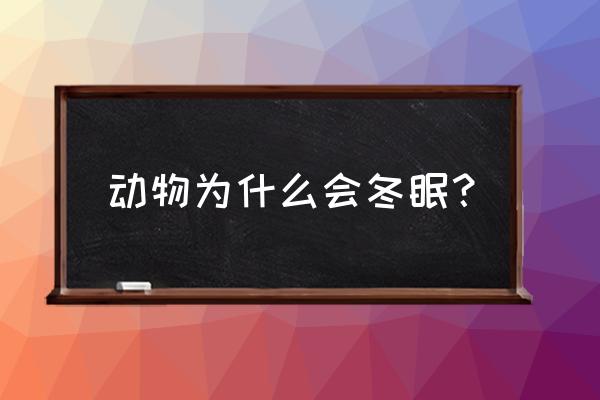 动物要冬眠是因为 动物为什么会冬眠？