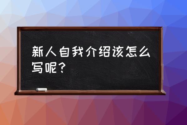 新人自我介绍怎么说 新人自我介绍该怎么写呢？