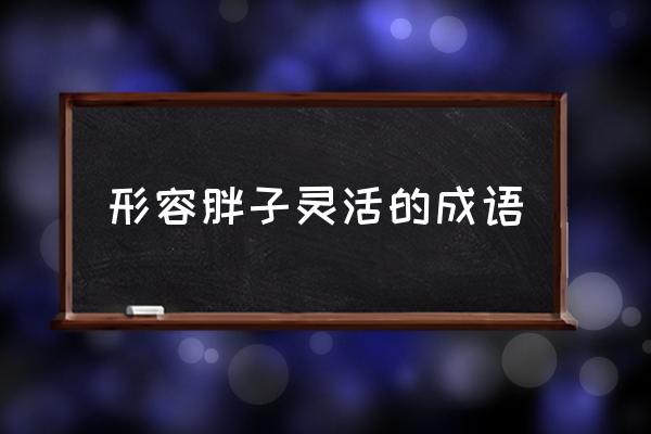 一个灵活的胖子怎么形容 形容胖子灵活的成语