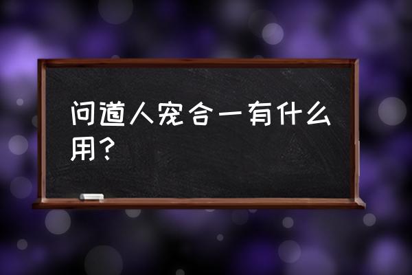 问道人宠合一好用吗 问道人宠合一有什么用？