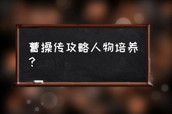 三国志曹操传人物培养攻略 曹操传攻略人物培养？