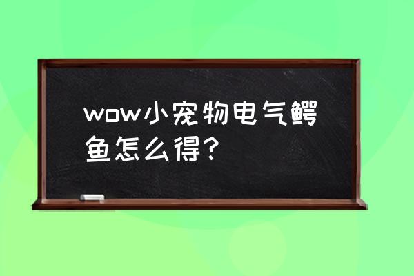 潘达利亚电气 wow小宠物电气鳄鱼怎么得？