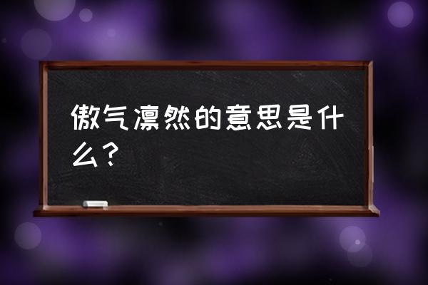 傲气凛然天子 傲气凛然的意思是什么？