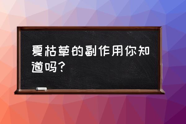 夏枯草的副作用有多大 夏枯草的副作用你知道吗？