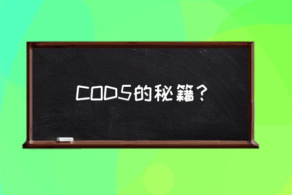 使命召唤5秘籍 COD5的秘籍？