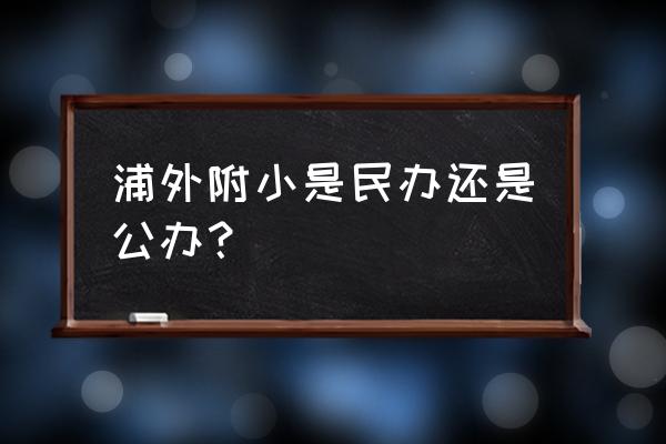 浦外附小好不好 浦外附小是民办还是公办？