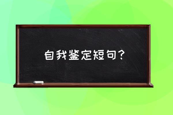 自我鉴定简短 自我鉴定短句？