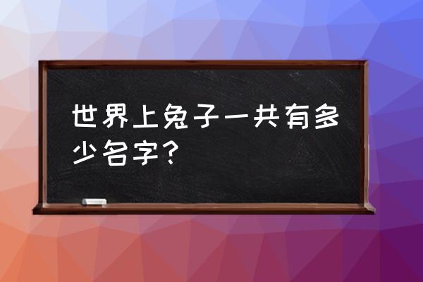 兔子有多少种品种 世界上兔子一共有多少名字？