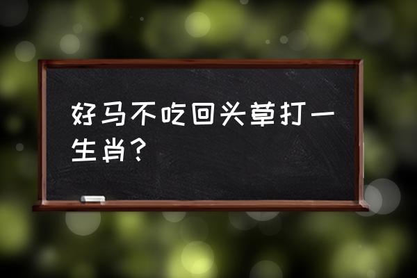 好马不吃回头草打一生肖 好马不吃回头草打一生肖？