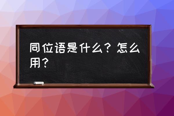 什么叫同位语中文 同位语是什么？怎么用？