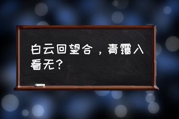 白云回望合忘羡十六 白云回望合，青霭入看无？