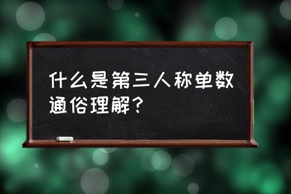 第三人称单数概念 什么是第三人称单数通俗理解？