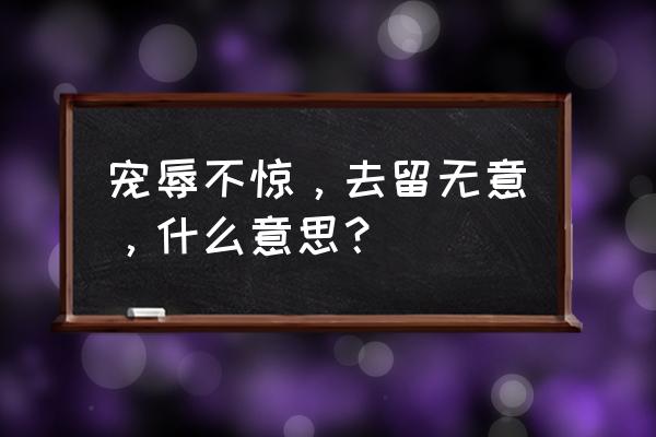 宠辱不惊去留无意莫太执着 宠辱不惊，去留无意，什么意思？