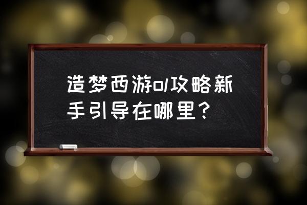 造梦西游ol新手攻略 造梦西游ol攻略新手引导在哪里？