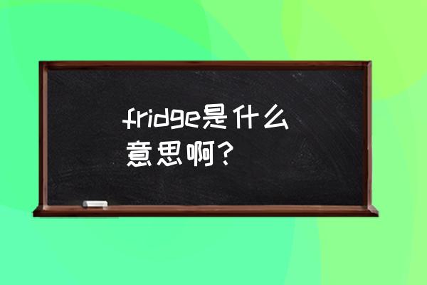 fridge什么意思中文 fridge是什么意思啊？