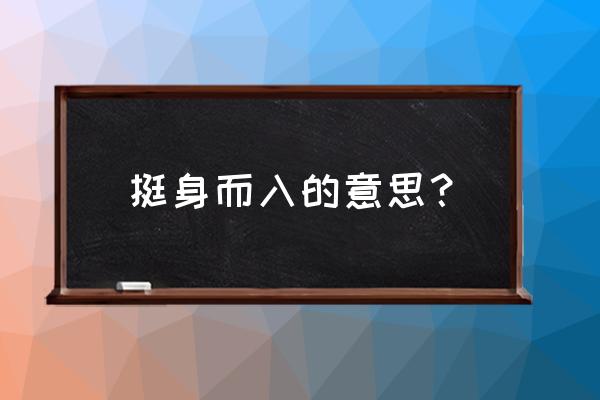 一个挺身刺破了那层膜 挺身而入的意思？