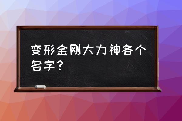 变形金刚2大力神几位成员 变形金刚大力神各个名字？