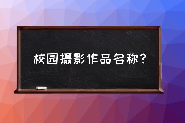 校园摄影作品创意名字 校园摄影作品名称？