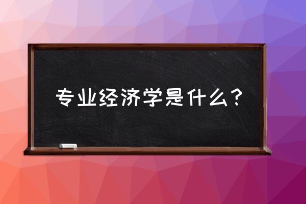 经济学类专业描述 专业经济学是什么？