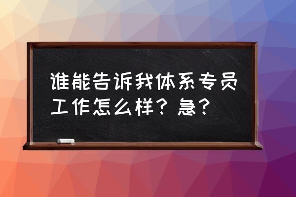 体系专员有前途吗 谁能告诉我体系专员工作怎么样？急？