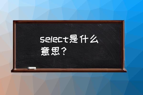 select是什么意思啊 select是什么意思？