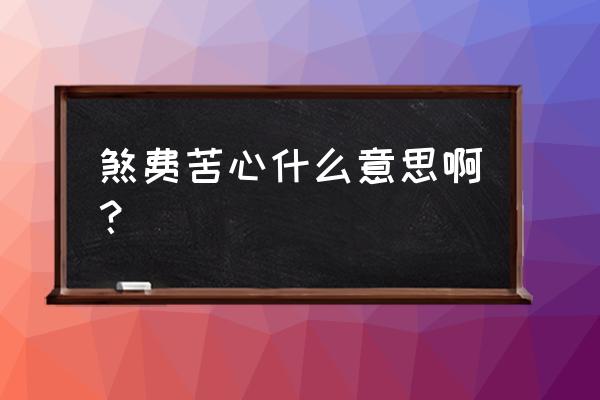 煞费苦心什么意思啊 煞费苦心什么意思啊？