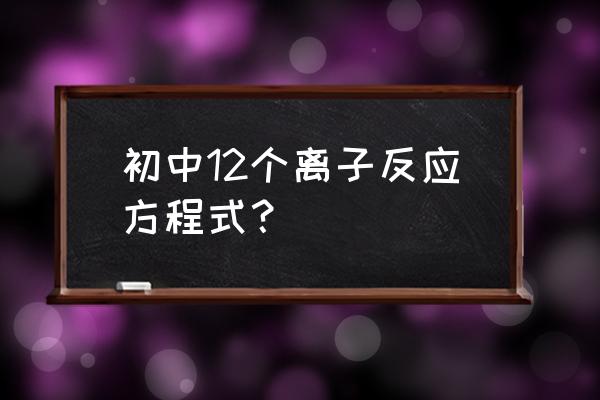 离子反应方程式总结 初中12个离子反应方程式？