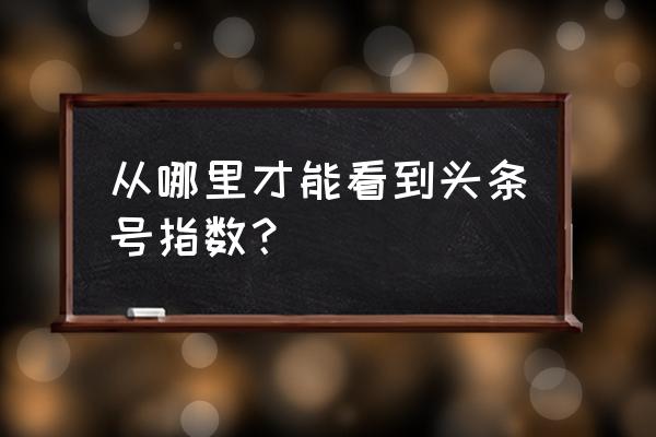 今日头条号指数在哪 从哪里才能看到头条号指数？