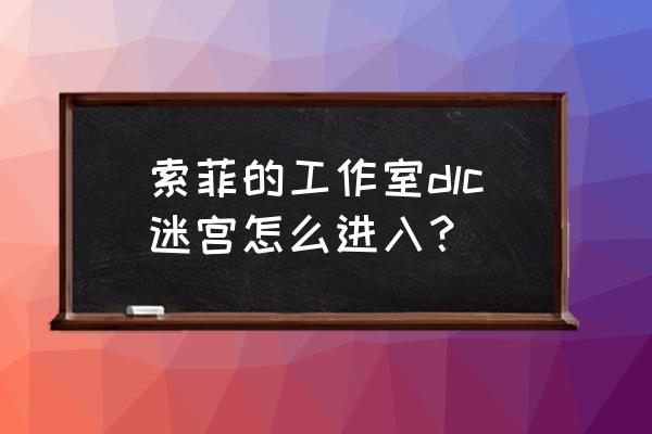 索菲梦想工作室 索菲的工作室dlc迷宫怎么进入？