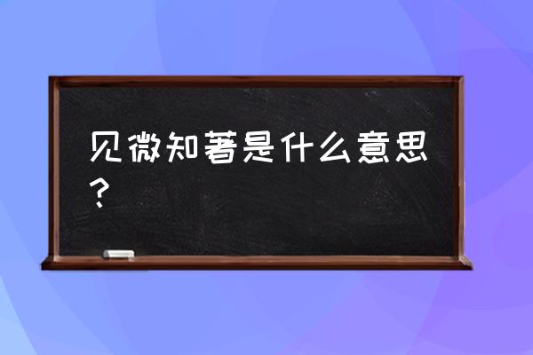 见微知著的意思解释 见微知著是什么意思？