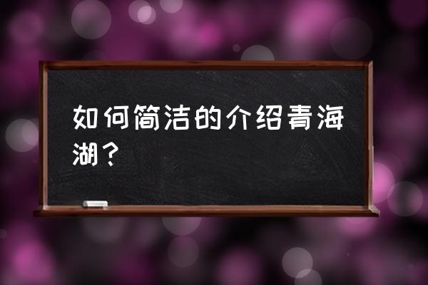 关于青海湖的介绍 如何简洁的介绍青海湖？