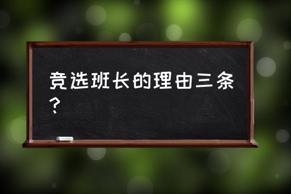 竞选班长的理由三条 竞选班长的理由三条？