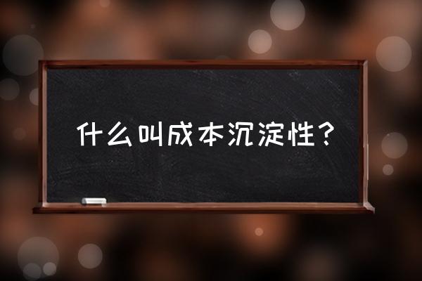 沉淀成本的含义 什么叫成本沉淀性？